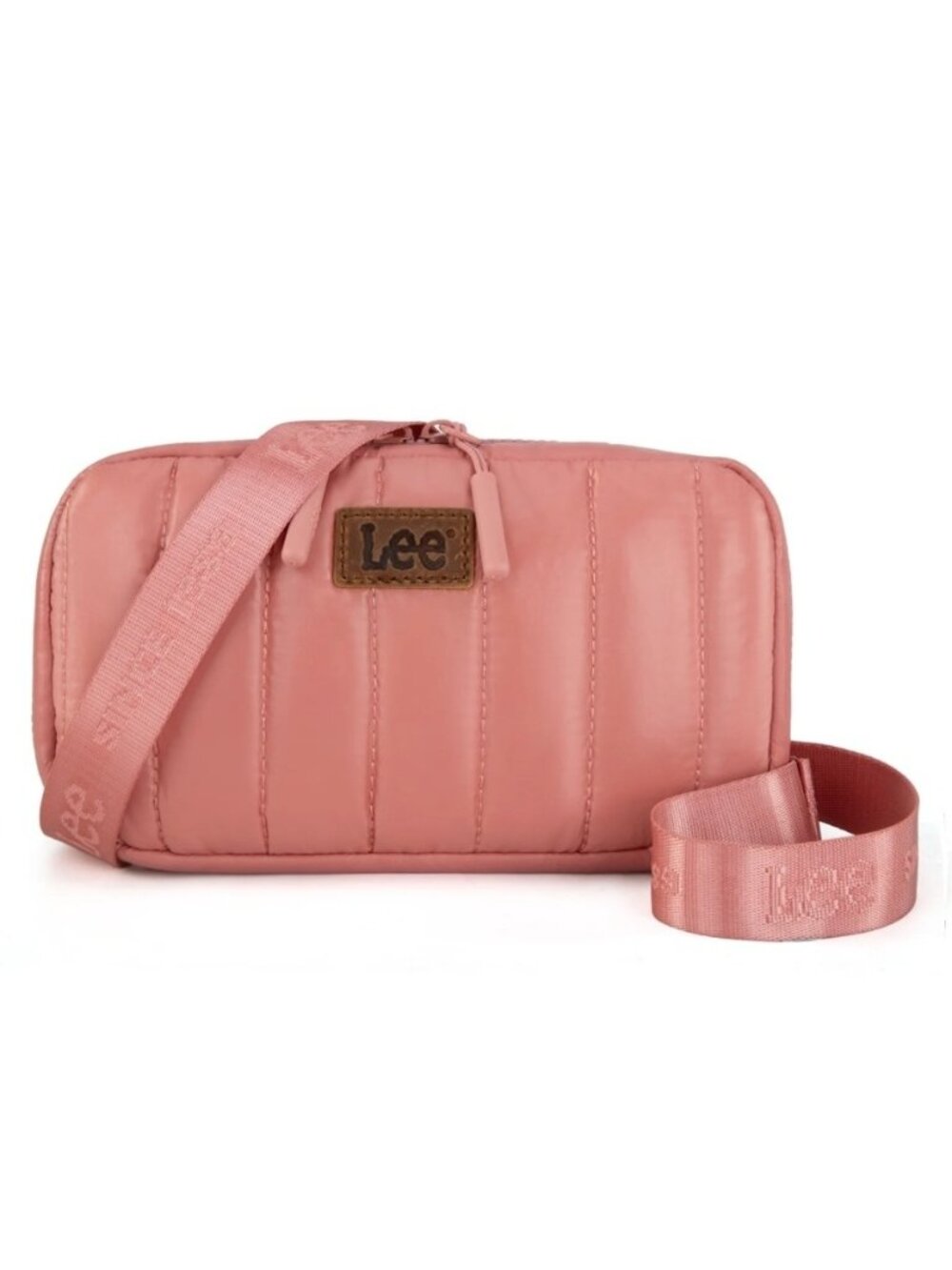 Lee Quilted Puffer Wristlet/Crossbody Bag Dark Pink